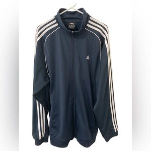 Adidas Zip Up, Fleece Lined, Tricot Jacket, Navy Blue Size XL